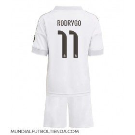 Camiseta Real Madrid Rodrygo Goes #11 Primera Equipación Replica 2025-26 para niños mangas cortas (+ Pantalones cortos)